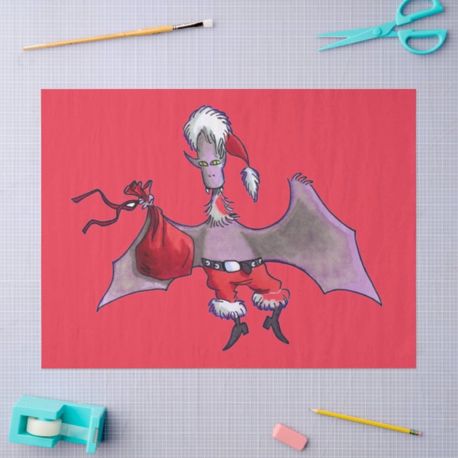 Papier Mousseline Papier de tissu rouge père Noël Bat grand (Artisanat)