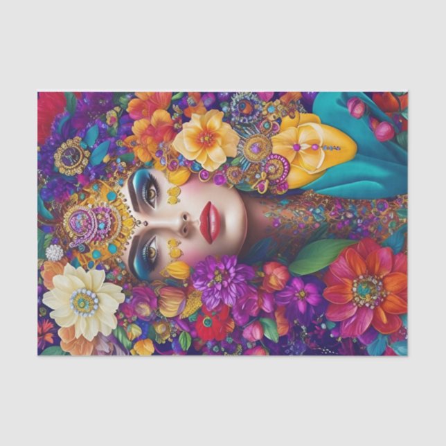 Papier Mousseline Papier de tissus à découpage tendance à fleurs flo (Recto)