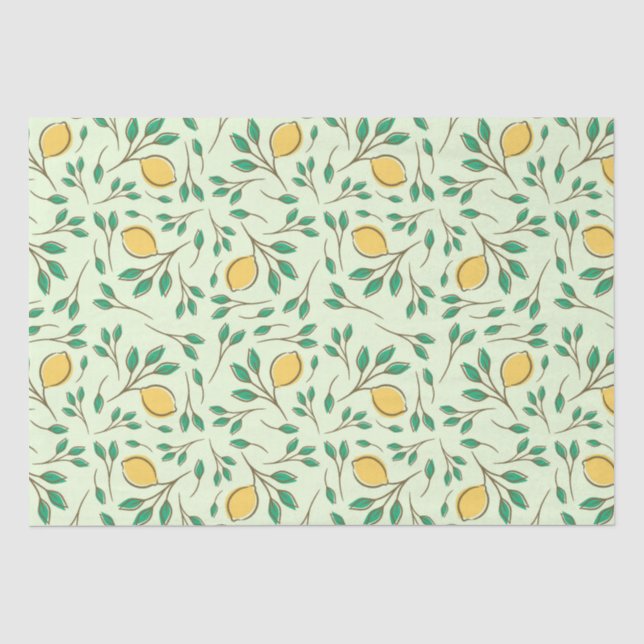 Papier Mousseline Papier de tissus à feuilles de citron italiennes (Recto)