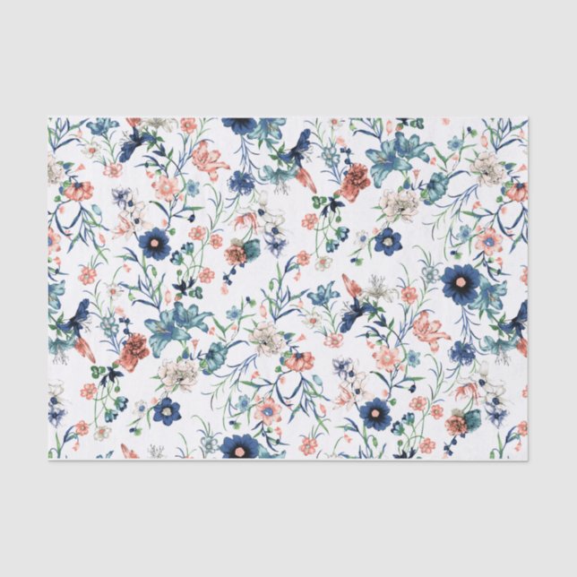 Papier Mousseline Papier de tissus à motif floral (Recto)