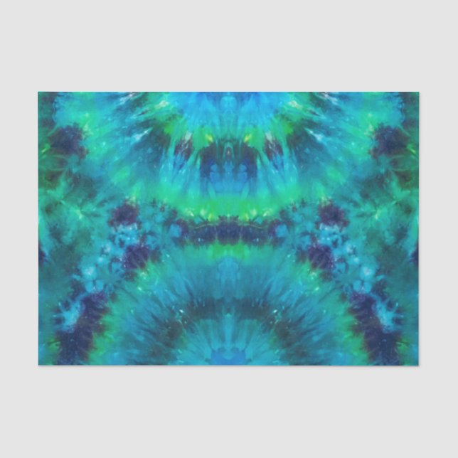 Papier Mousseline Papier de tissus artisanal en bleu, vert, teinture (Recto)