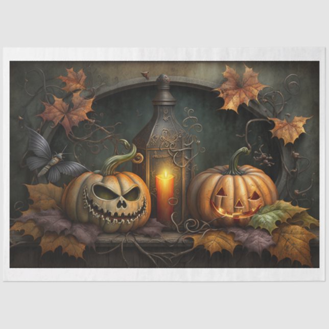 Papier Mousseline Papier de tissus - Automne et Halloween (Recto)