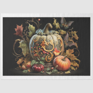 Papier Mousseline Papier de tissus - automne "N" citrouille