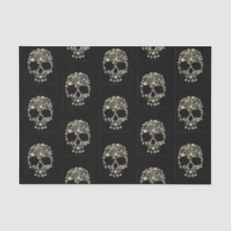 Papier Mousseline Papier de tissus avec crâne de fleurs
