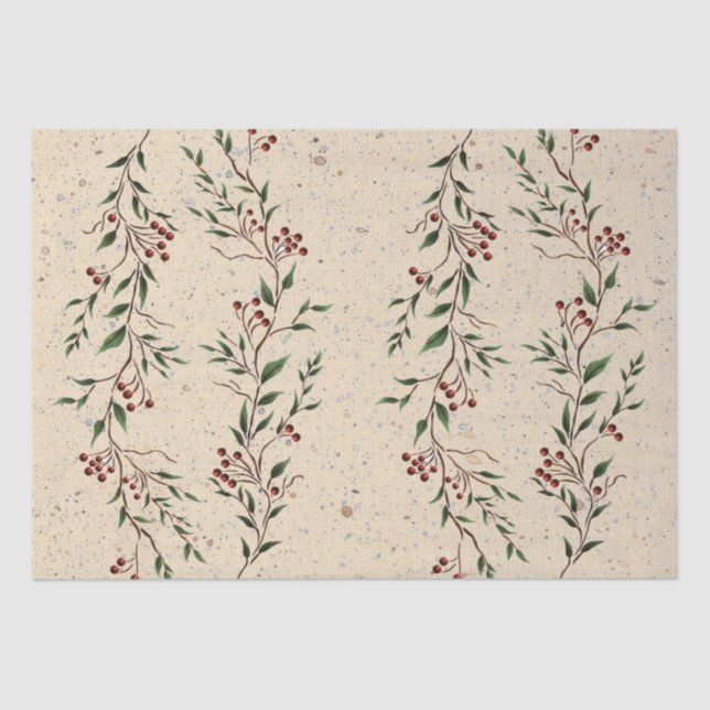 Papier Mousseline Papier de tissus Berry Branch (Recto)