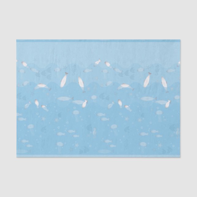 Papier Mousseline Papier de tissus bleu océan (Recto)