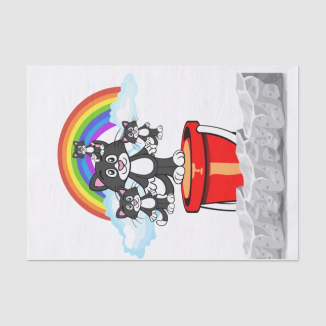 Papier Mousseline Papier de tissus Chats noirs Rainbow (Recto)