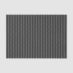 Papier Mousseline Papier de tissus Chevron - Blanc sur noir