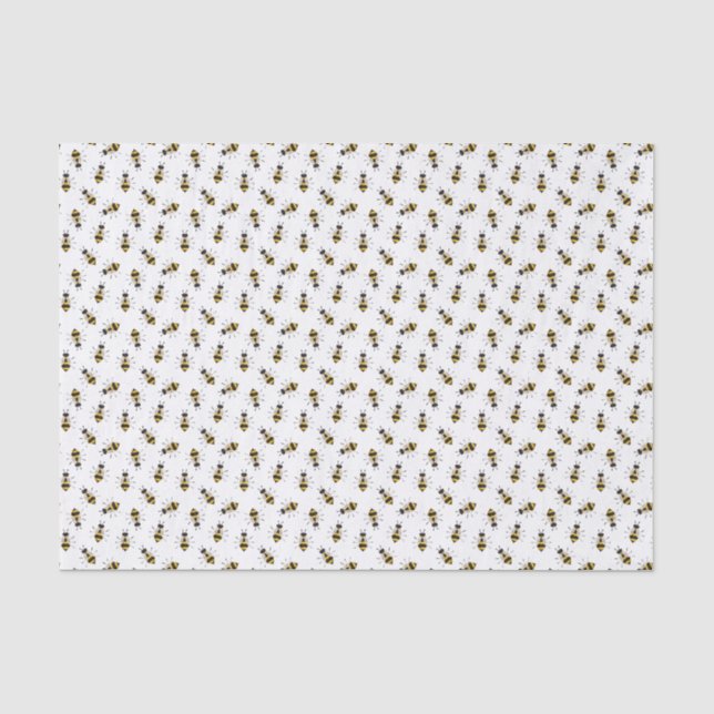 Papier Mousseline Papier de tissus d'abeilles illustré rustique (Recto)
