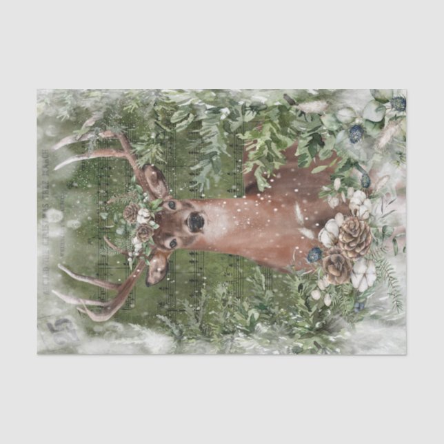 Papier Mousseline Papier de tissus de cerfs d'hiver (Recto)