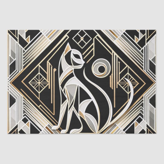 Papier Mousseline Papier de tissus de chats noirs Abstraits décorati (Recto)