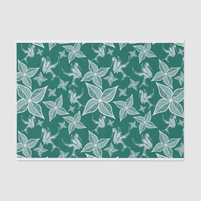Papier Mousseline Papier de tissus de feuilles (émeraude) (Recto)
