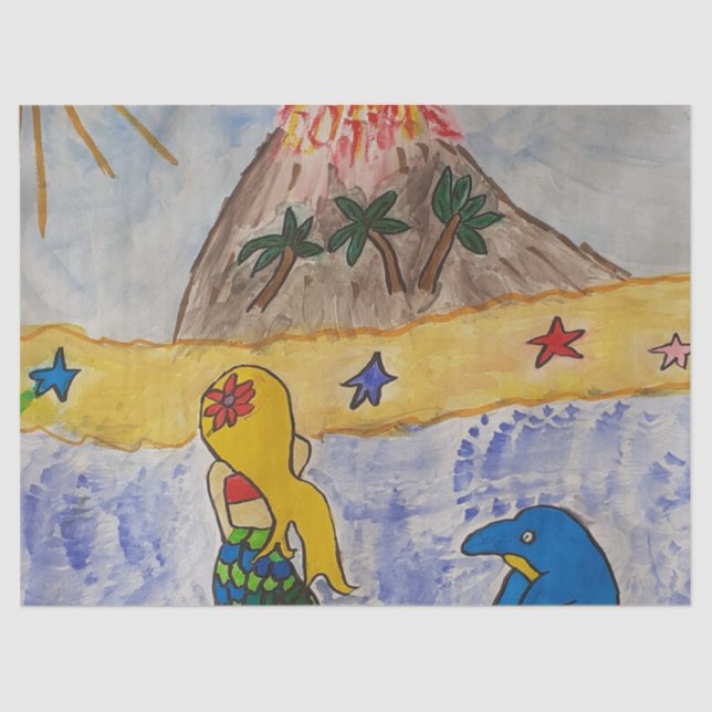 Papier Mousseline Papier de tissus de l'île Mermaid (Recto)