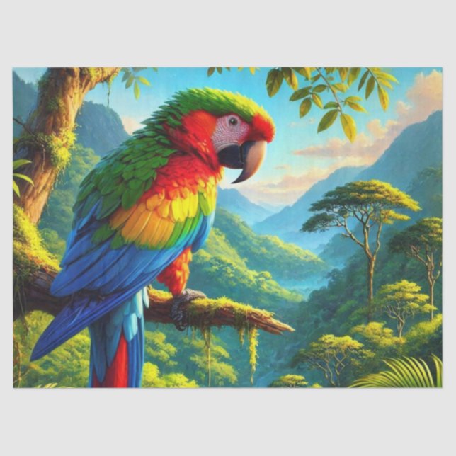 Papier Mousseline Papier de tissus de perroquet macaw Rainforest (Recto)