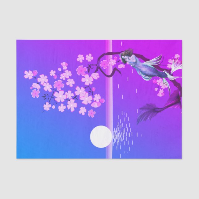 Papier Mousseline Papier de tissus de sirène et de lune (Recto)