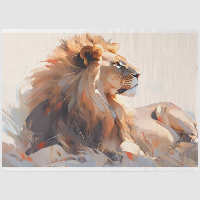 Papier Mousseline Papier de tissus de tranquillité du lion (Recto)