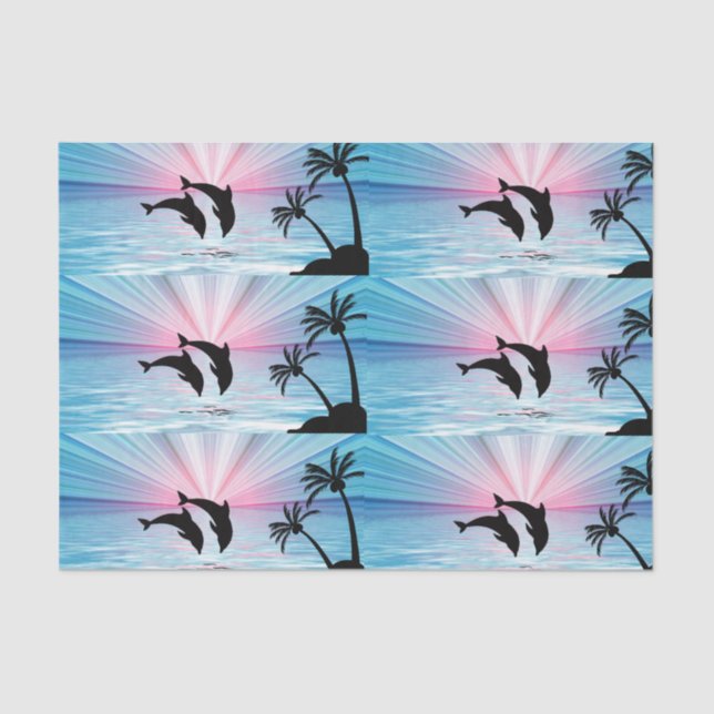 Papier Mousseline Papier de tissus Dolphin Sunset (Recto)