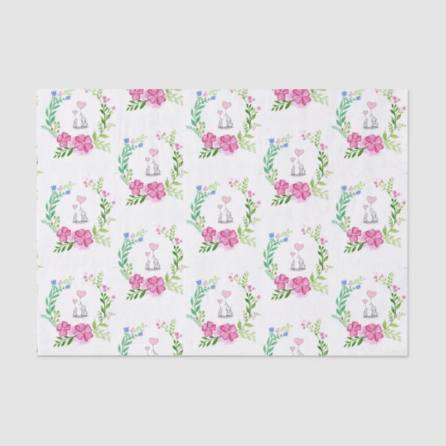 Papier Mousseline Papier de tissus Eléphant floral (Recto)