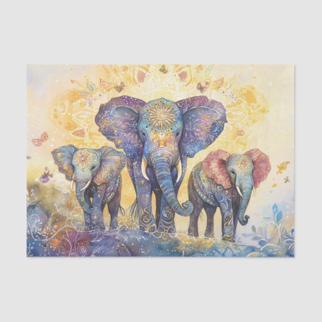 Papier Mousseline Papier de tissus éléphants (Recto)