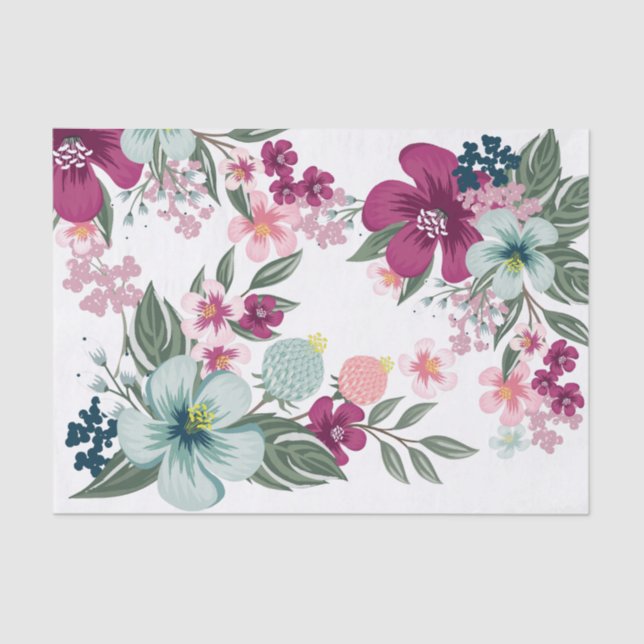 Papier Mousseline Papier de tissus enveloppant les fleurs tropicales (Recto)