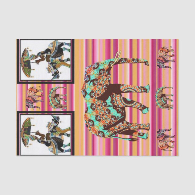 Papier Mousseline Papier de tissus Femmes africaines Eléphant (Recto)