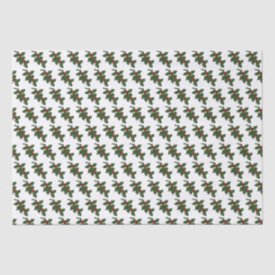 Papier Mousseline Papier de tissus - Feuilles Holly et baies