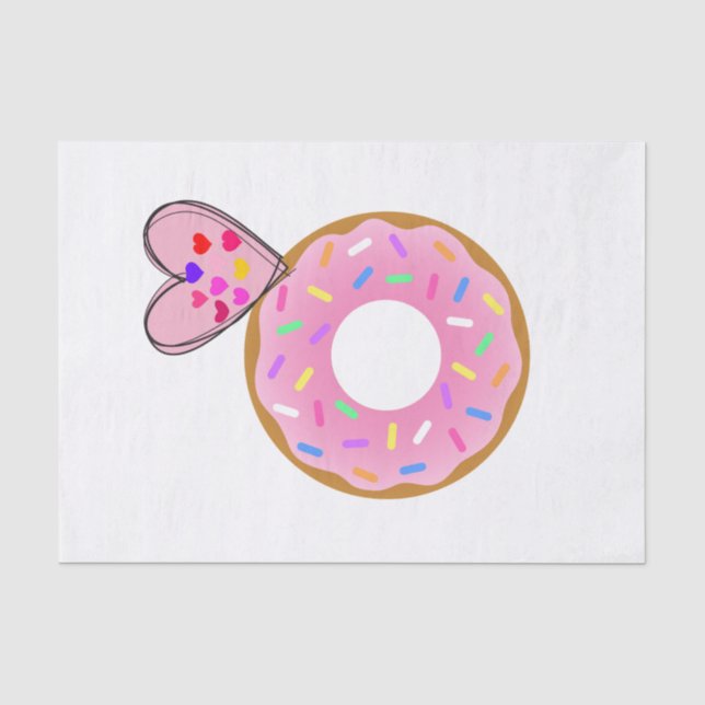 Papier Mousseline Papier de tissus Fraise Donut Coeur rose (Recto)