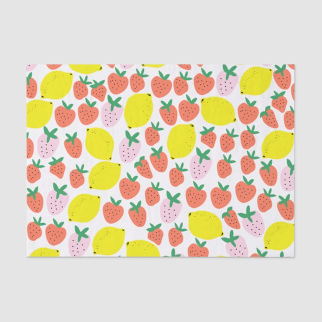 Papier Mousseline Papier de tissus fraise et citron (Recto)