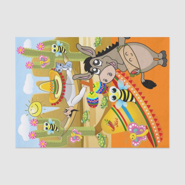 Papier Mousseline Papier de tissus Homme Mexicain Bumblebebe âne (Recto)