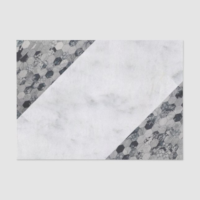 Papier Mousseline Papier de tissus Marbre blanc gris noir (Recto)