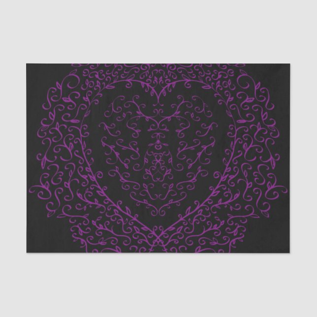 Papier Mousseline Papier de tissus Mariage gothique au coeur mauve e (Recto)