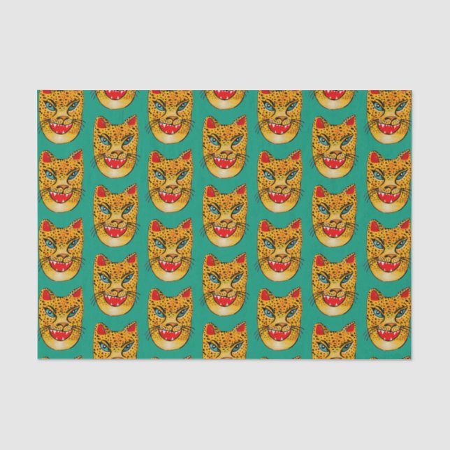 Papier Mousseline Papier de tissus Motif de l'aquarelle Jaguar (Recto)