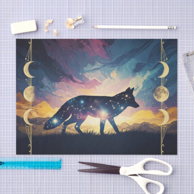 Papier Mousseline Papier de tissus mystique Fox (Artisanat)