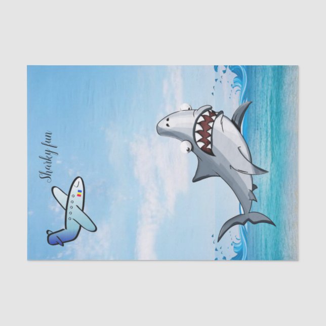 Papier Mousseline Papier de tissus Ocean Shark Avion Océan (Recto)