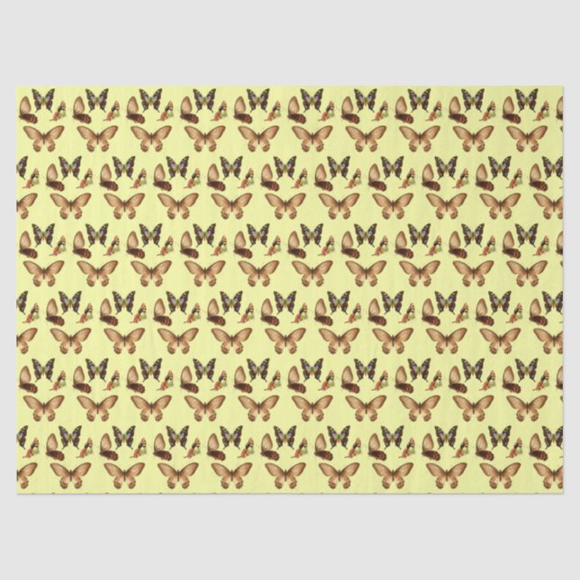 Papier Mousseline Papier de tissus personnalisé jaune papillon de dé (Recto)