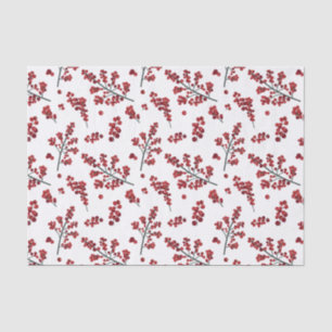 Papier Mousseline Papier de tissus Red Holly Berries illustré
