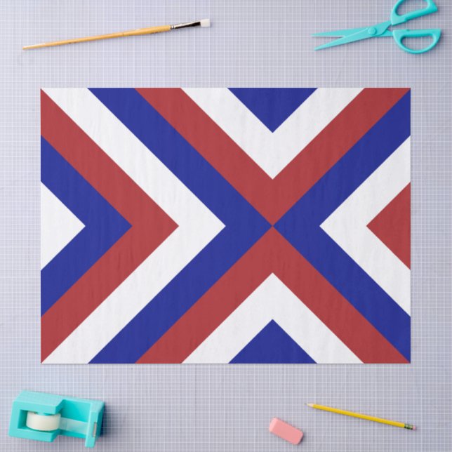 Papier Mousseline Papier de tissus Red, White et Blue Chevrons (Artisanat)