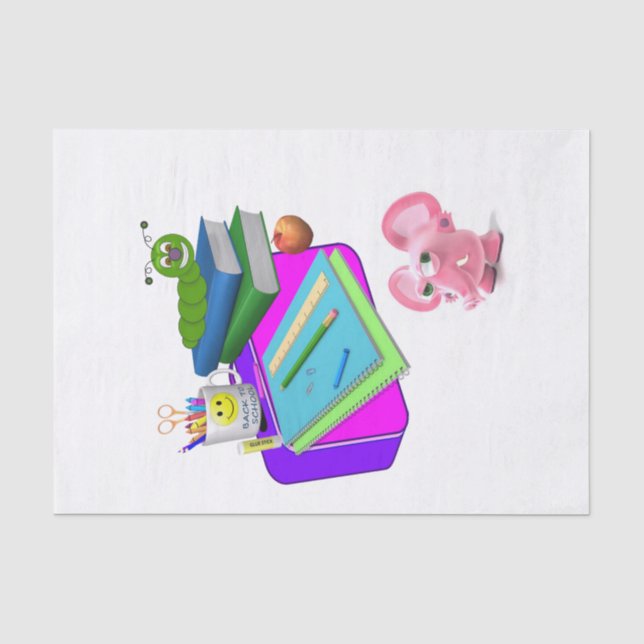 Papier Mousseline Papier de tissus Retour à l'école Cochon rose (Recto)