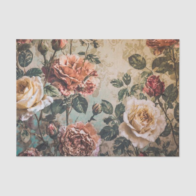 Papier Mousseline Papier de tissus Rose rouge et crème (Recto)