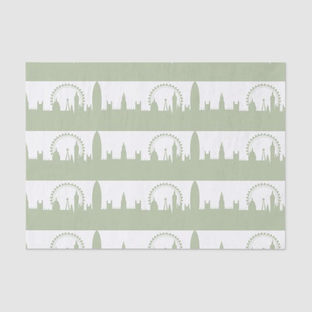 Papier Mousseline Papier de tissus Skyline Sage de Londres (Recto)