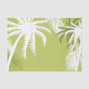 Papier Mousseline  Papier de tissus vert et blanc Palm Tree