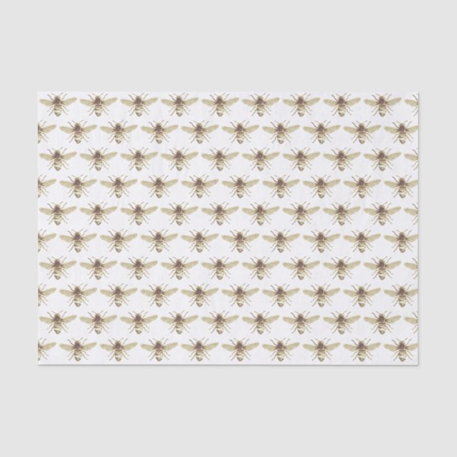Papier Mousseline Papier de tissus vintage à motif de miel (Recto)