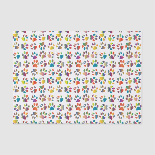 Papier Mousseline Papier de tissus Whimsical Chien and Cat Paws (Recto)