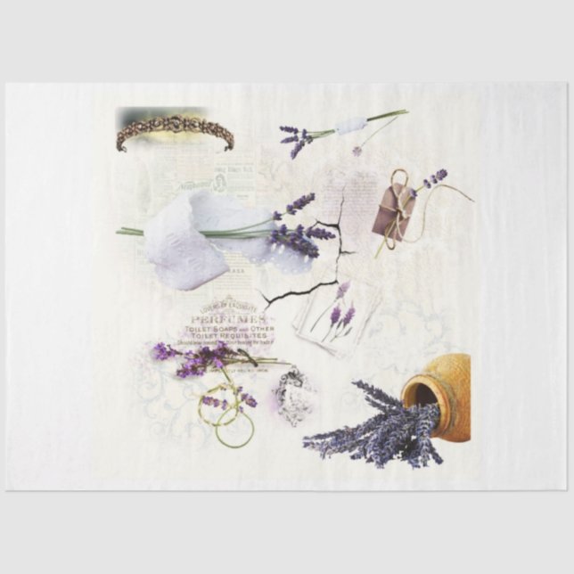 Papier Mousseline papier découpage lavande et dentelle (Recto)