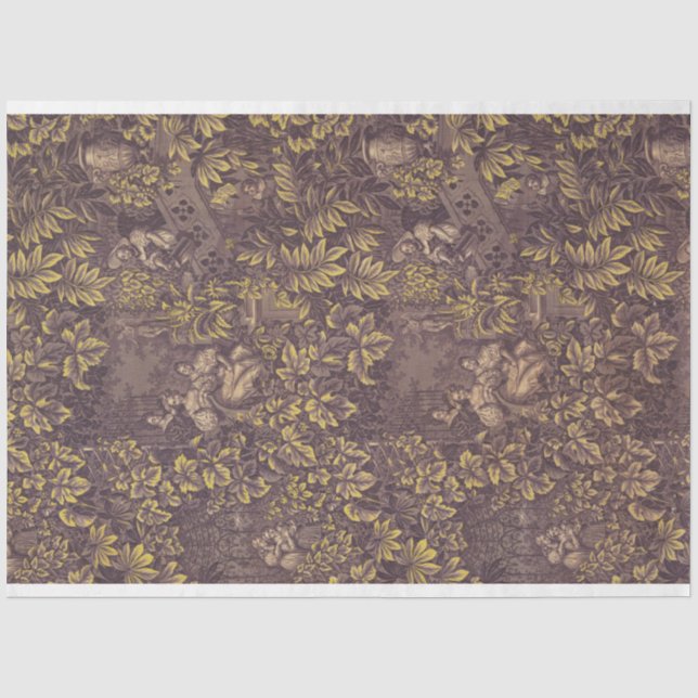 Papier Mousseline Papier découpage toile violet et or (Recto)