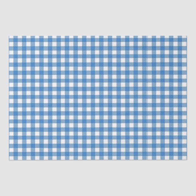 Papier Mousseline Papier d'enveloppement En vichy bleu (Recto)