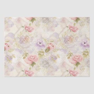 Papier Mousseline Papier d'enveloppement floral à aquarelle romantiq