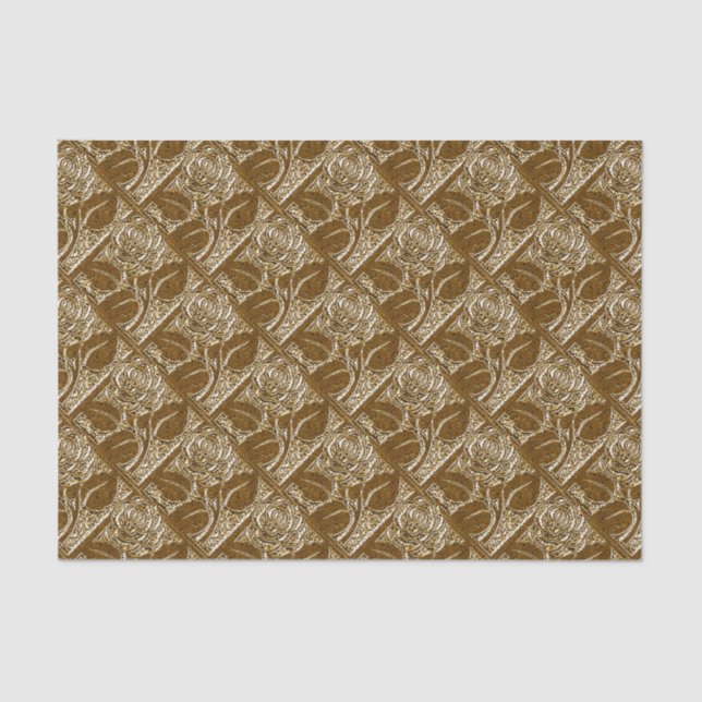 Papier Mousseline Papier d'enveloppement Rose-23-Brown or-Tissu méta (Recto)