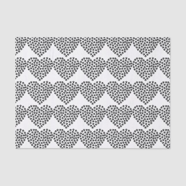 Papier Mousseline papier Empreinte de patte de silhouette du coeur (Recto)