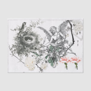 PAPIER MOUSSELINE PAPIER EN TISSU AVEC ANGEL ET OISEAUX